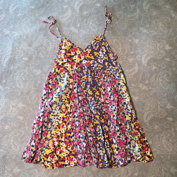 Patrons of Peace Dresses & Skirts - Patrons Of Peace Floral Multicolour Mini Shift Dress With Ties (Size S)